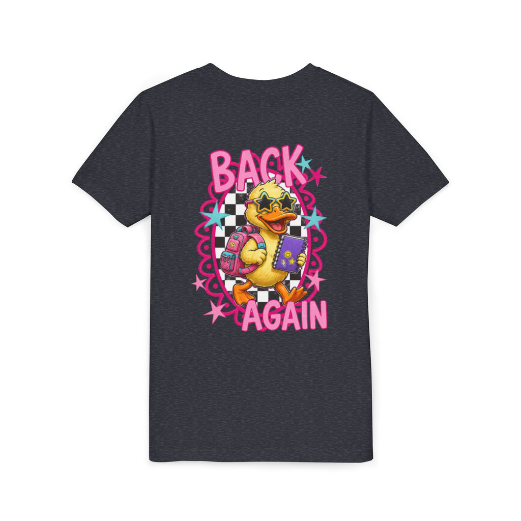 Back to School Youth Tee — "Back Again" Retro Duck Graphic