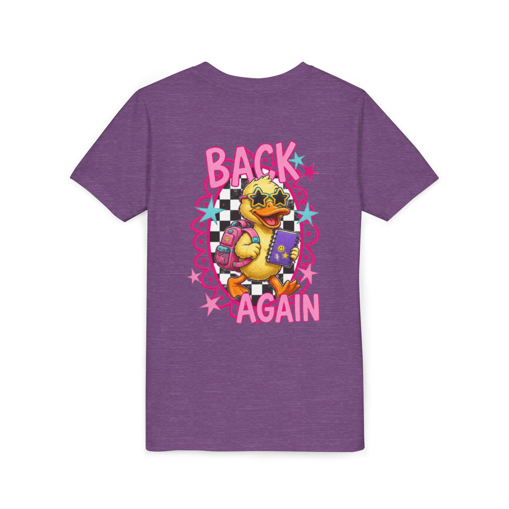 Back to School Youth Tee — "Back Again" Retro Duck Graphic