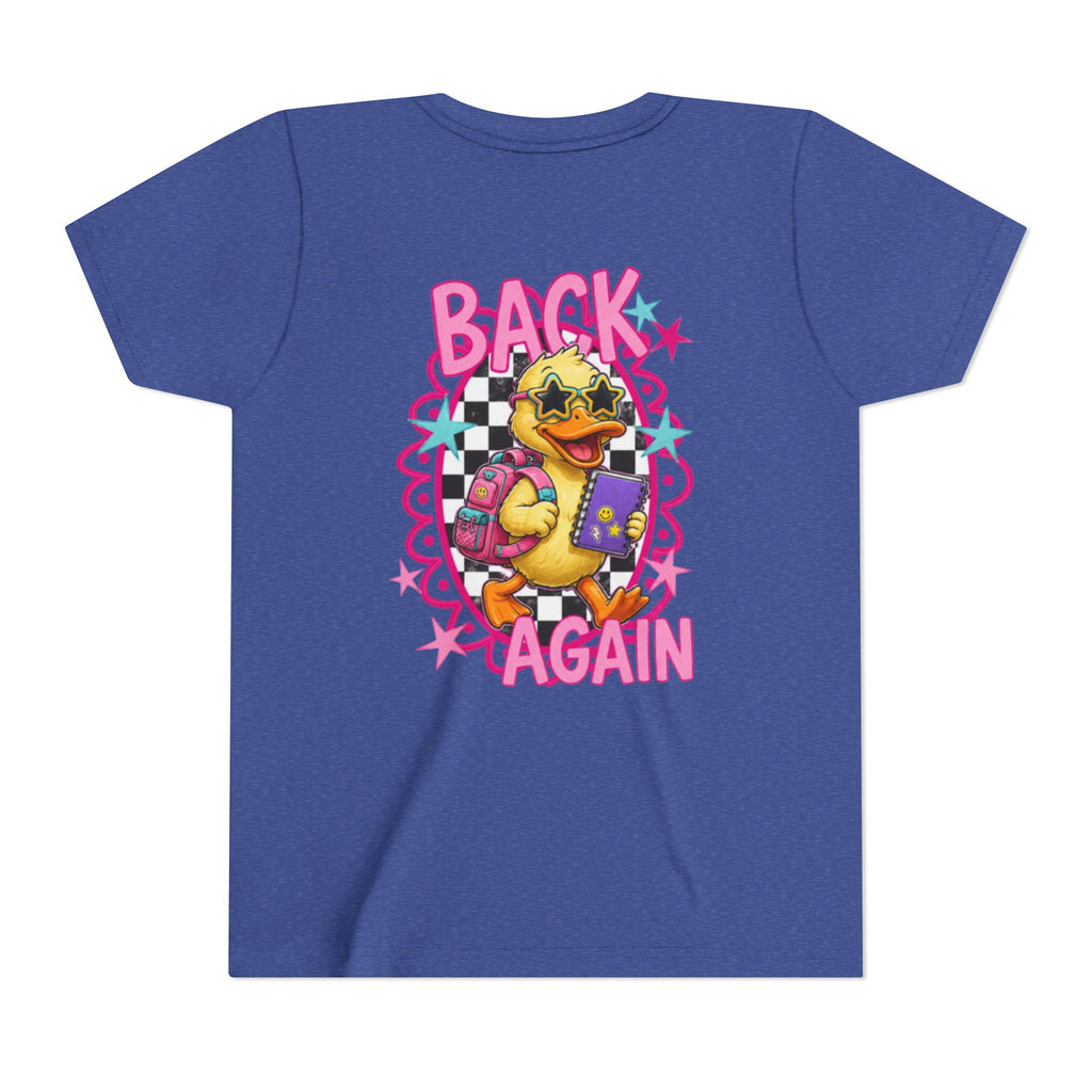 Back to School Youth Tee — "Back Again" Retro Duck Graphic