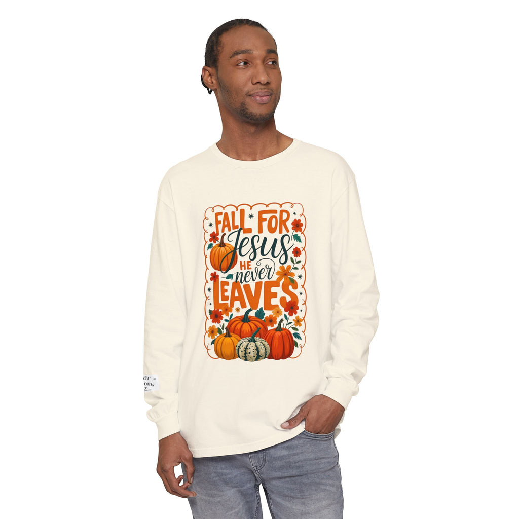 Fall For Jesus Long Sleeve Tee — Pumpkin Autumn Faith Shirt