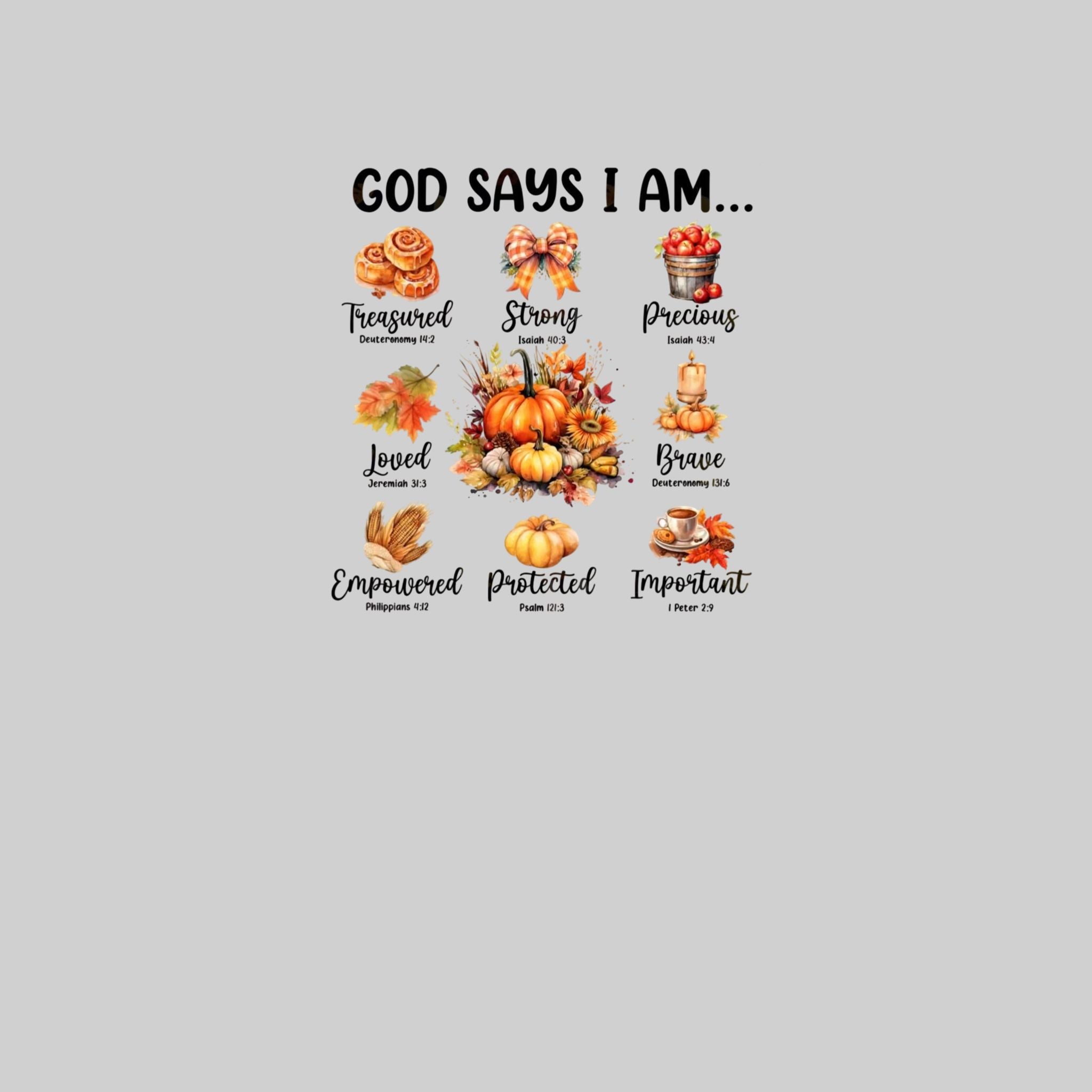 God Says I Am Autumn Hoodie — Inspirational Fall Pumpkin Faith Sweatshirt