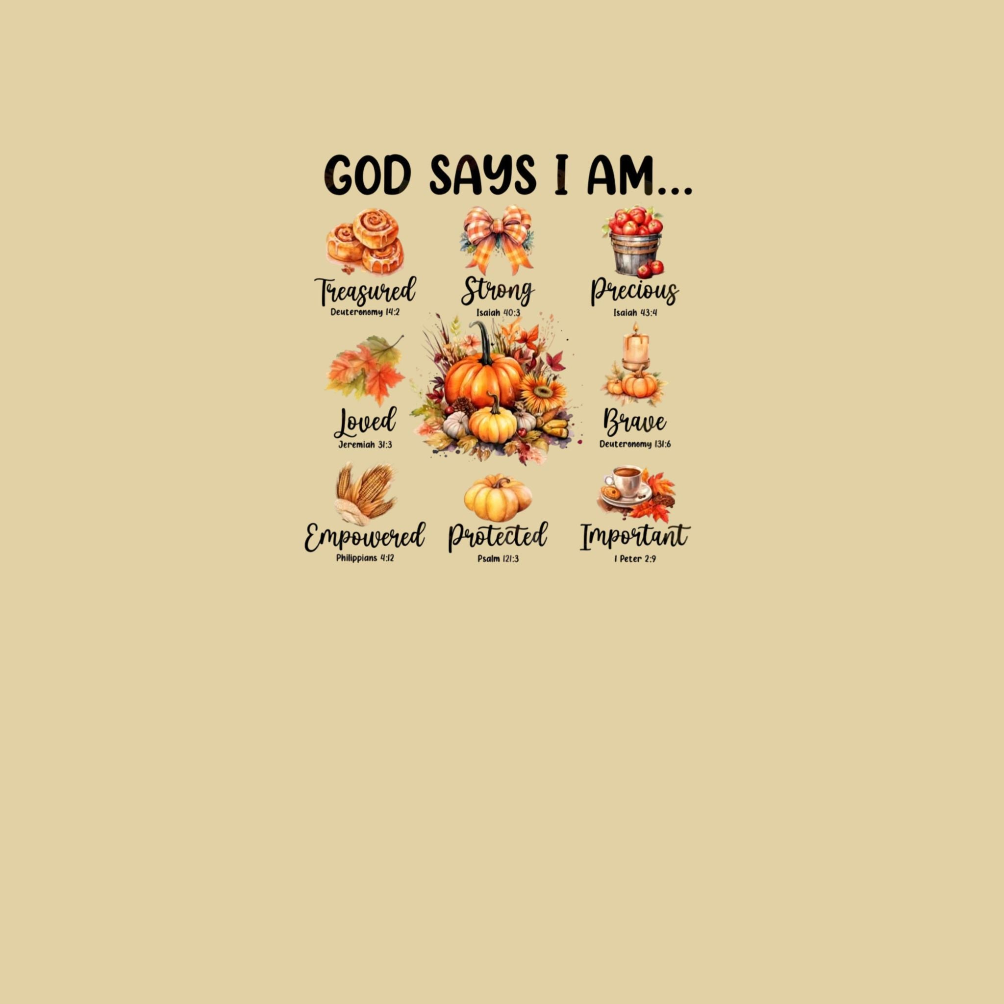 God Says I Am Autumn Hoodie — Inspirational Fall Pumpkin Faith Sweatshirt