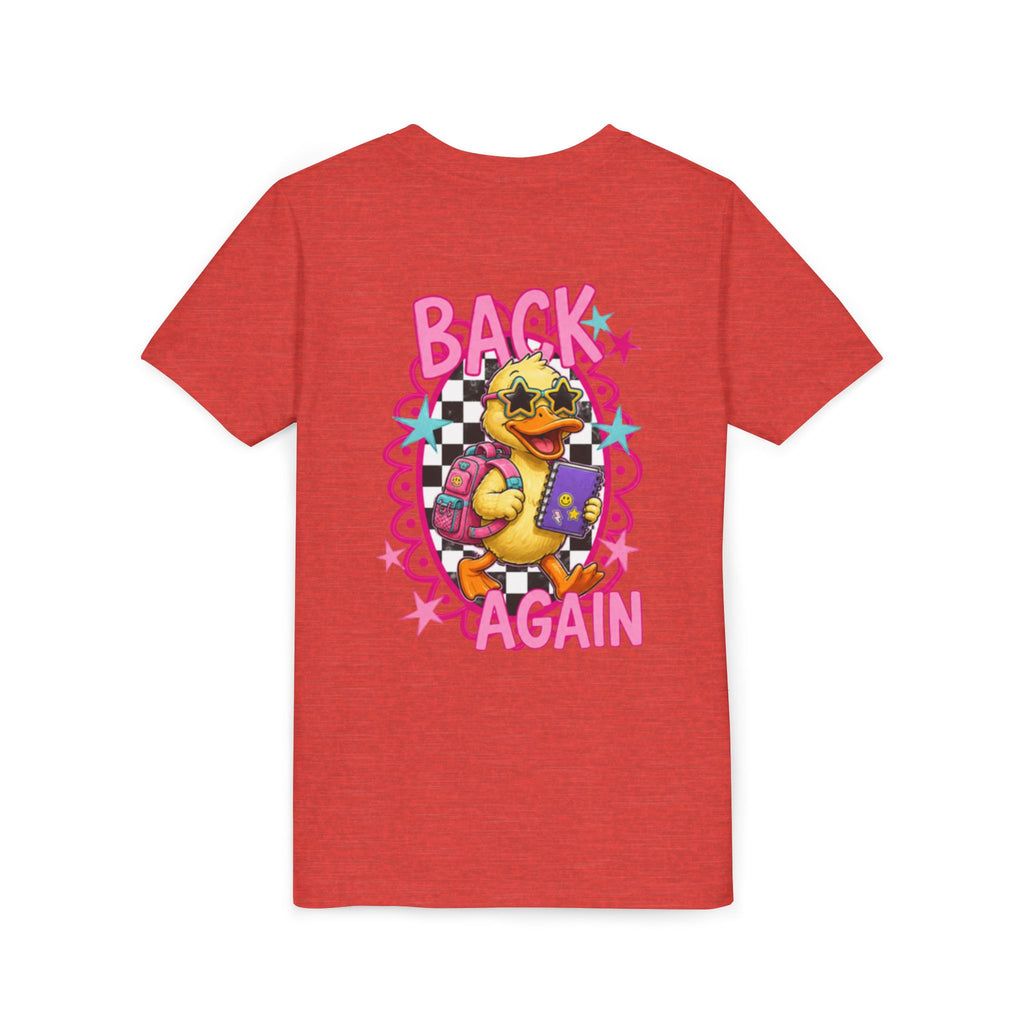 Back to School Youth Tee — "Back Again" Retro Duck Graphic