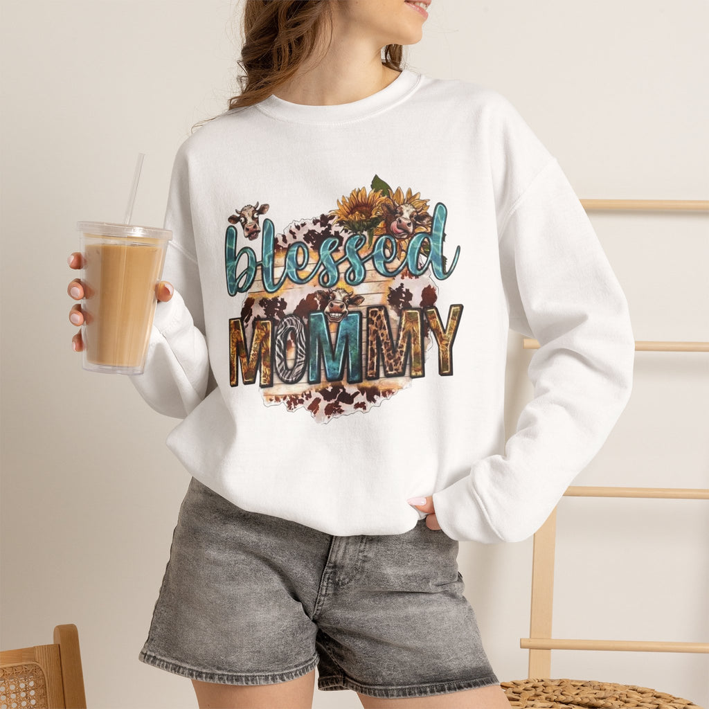 Blessed Mommy Sweatshirt — Floral Leopard Mama Pullover