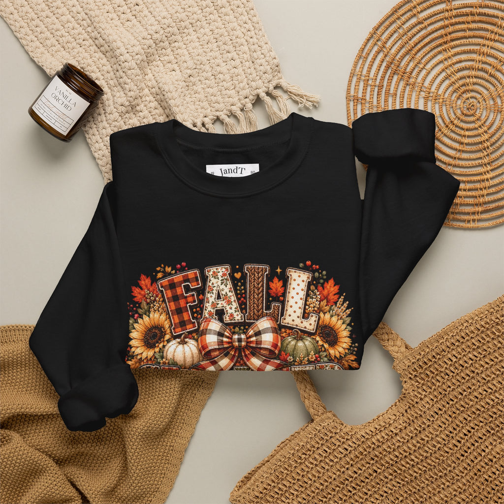 Fall Weather Together Crewneck Sweatshirt — Cozy Autumn Pumpkin & Sunflower Design