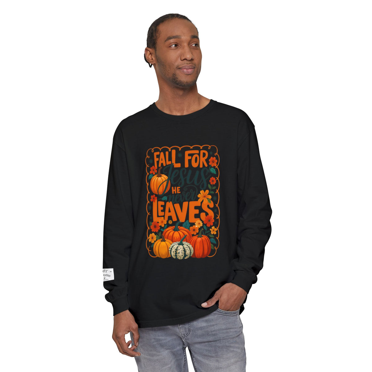 Fall For Jesus Long Sleeve Tee — Pumpkin Autumn Faith Shirt
