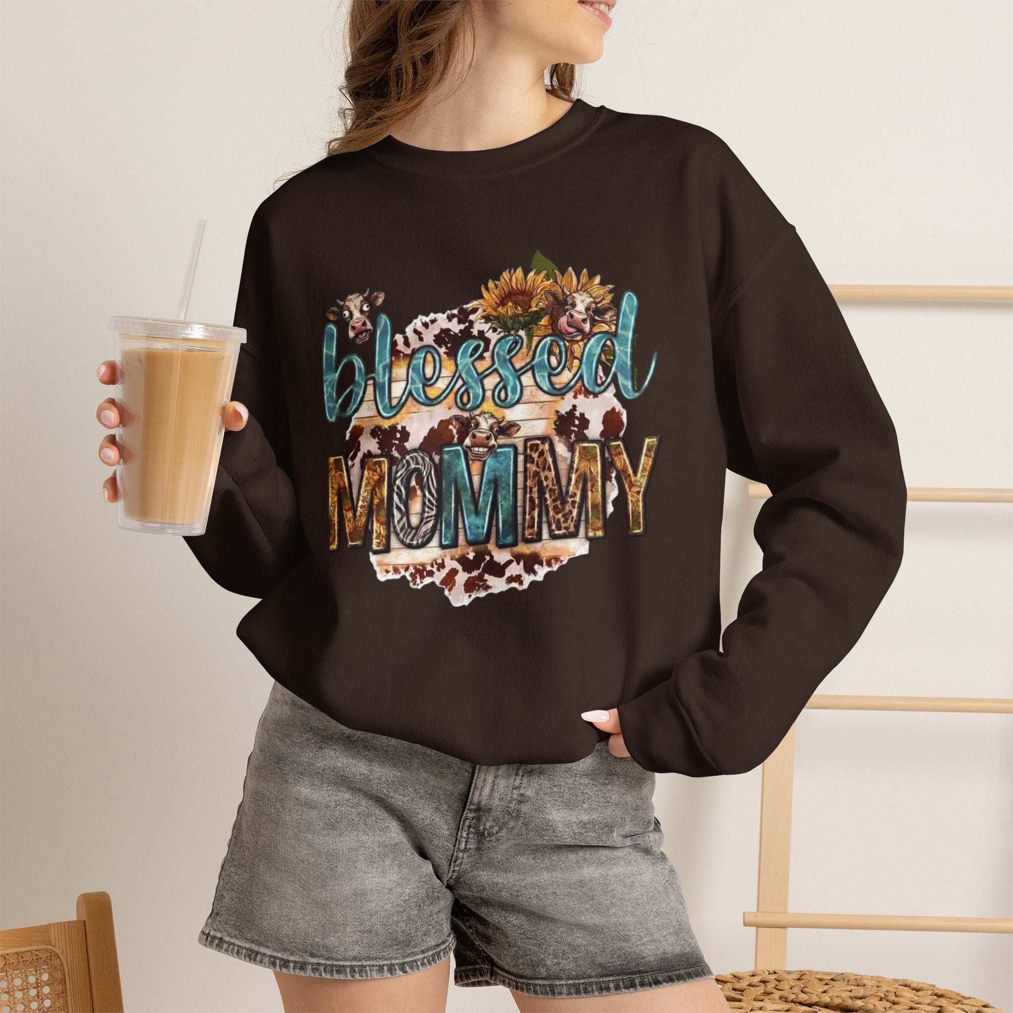Blessed Mommy Sweatshirt — Floral Leopard Mama Pullover