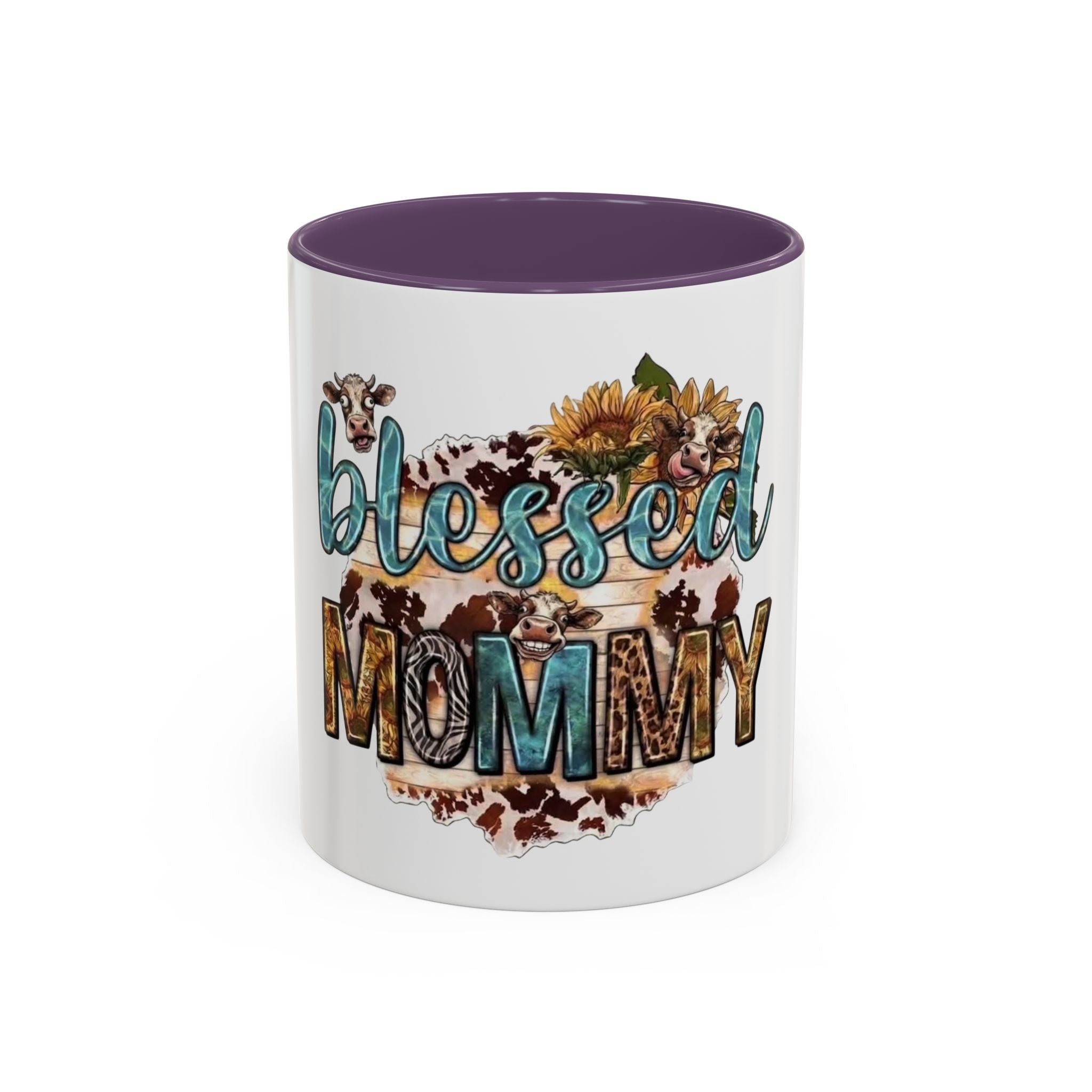 Blessed Mommy Accent Coffee Mug — Floral Sunflower Rustic 'Blessed Mommy' Tea & Coffee Cup (11oz, 15oz)