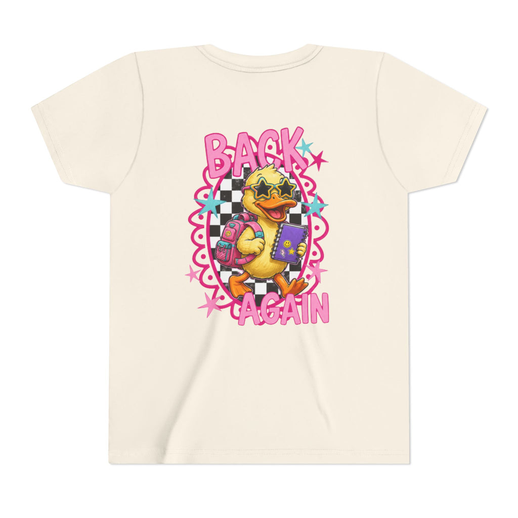 Back to School Youth Tee — "Back Again" Retro Duck Graphic