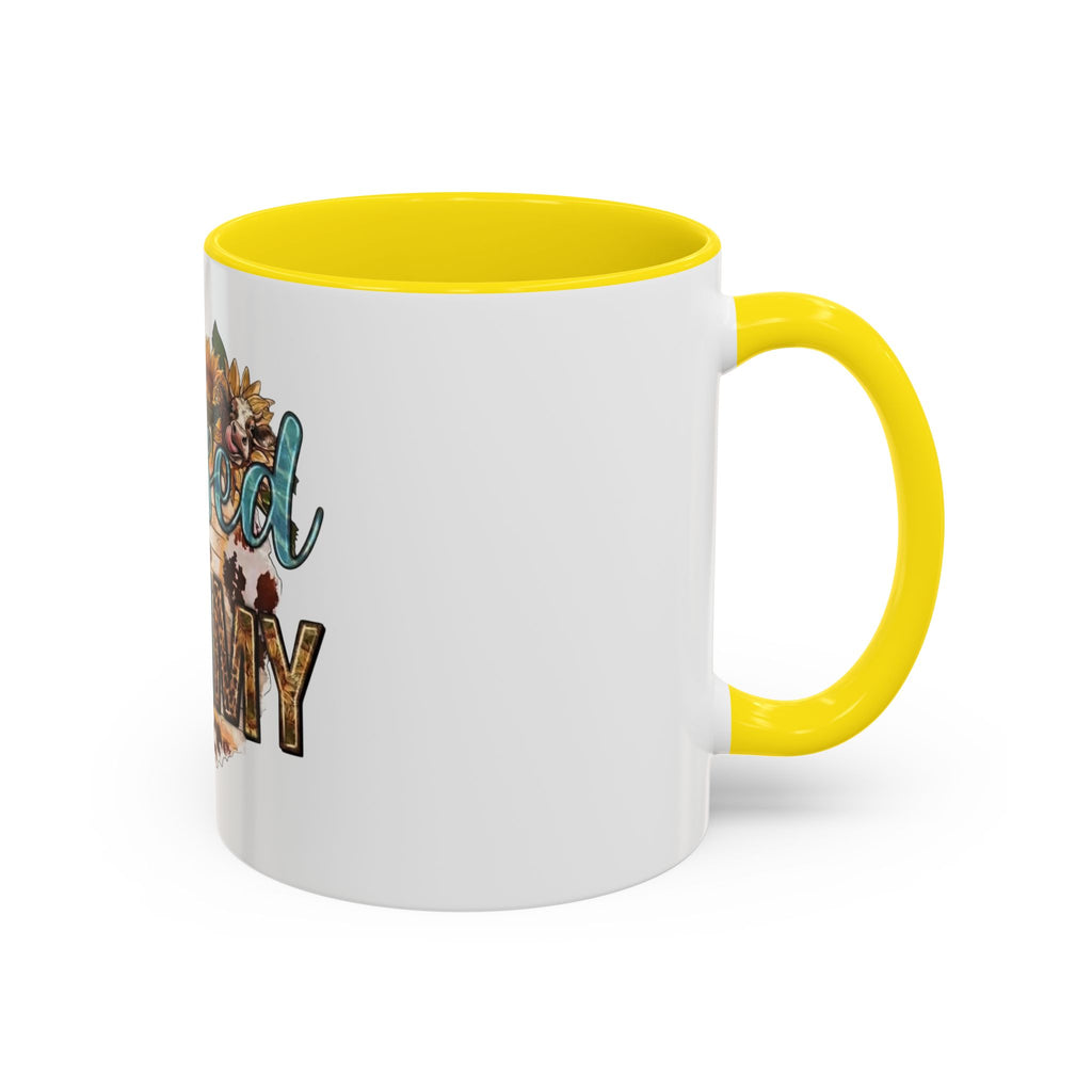 Blessed Mommy Accent Coffee Mug — Floral Sunflower Rustic 'Blessed Mommy' Tea & Coffee Cup (11oz, 15oz)