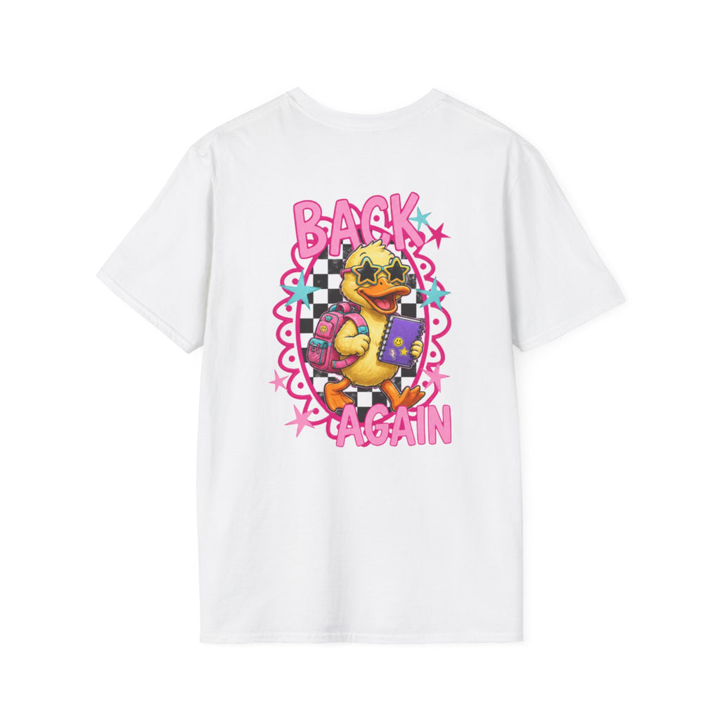 Back to School Duck Graphic T-Shirt — "Guess Who's Back" Retro Pop Cartoon Tee