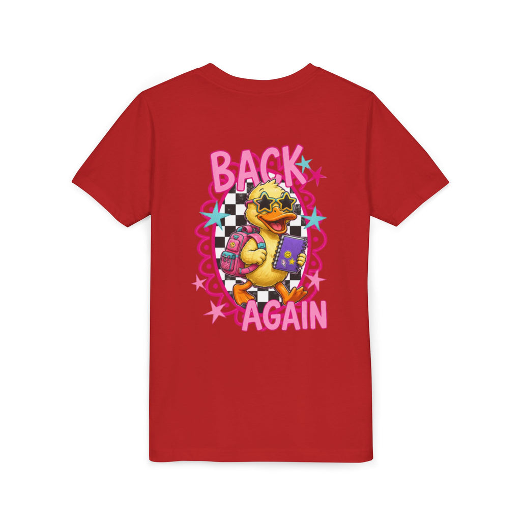 Back to School Youth Tee — "Back Again" Retro Duck Graphic