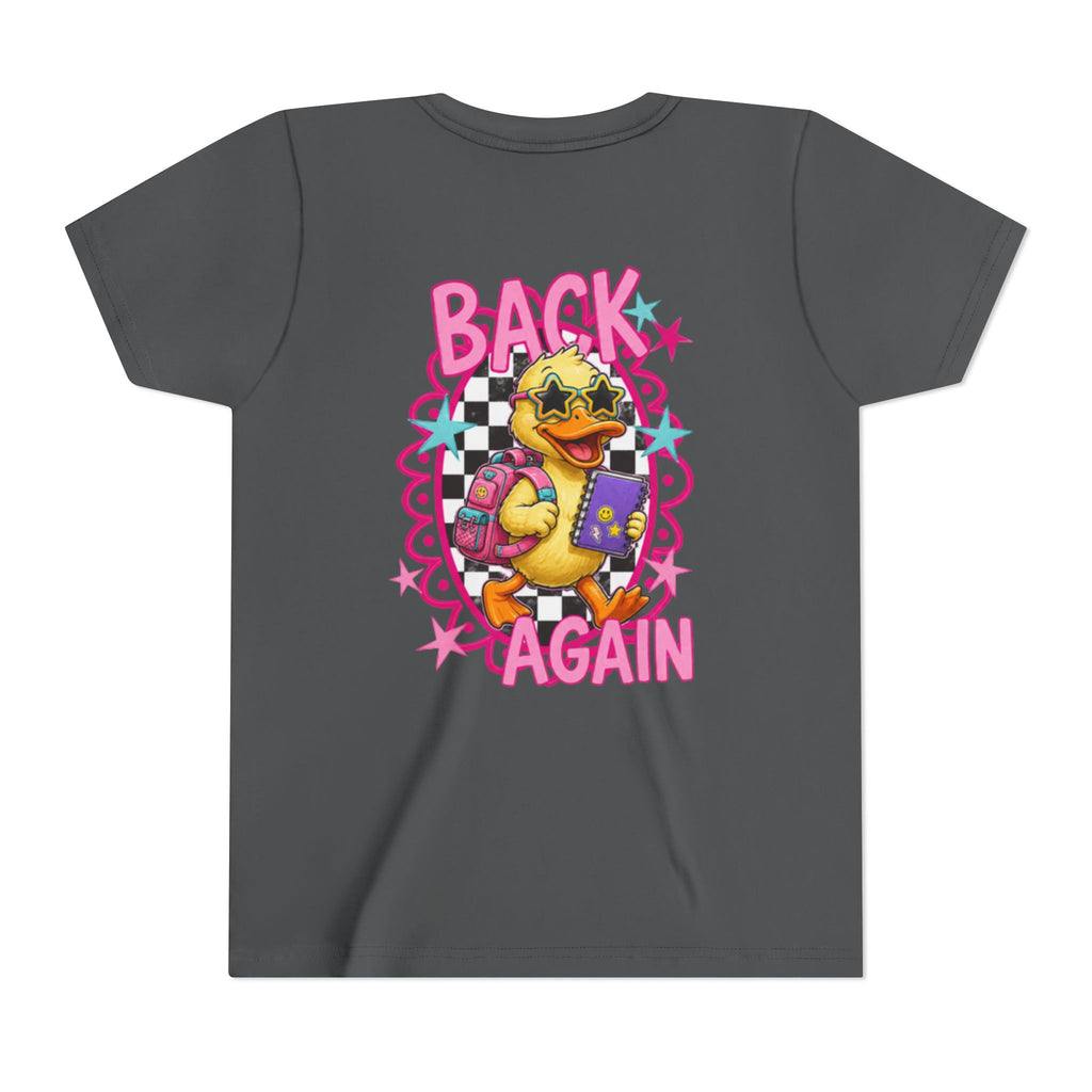 Back to School Youth Tee — "Back Again" Retro Duck Graphic