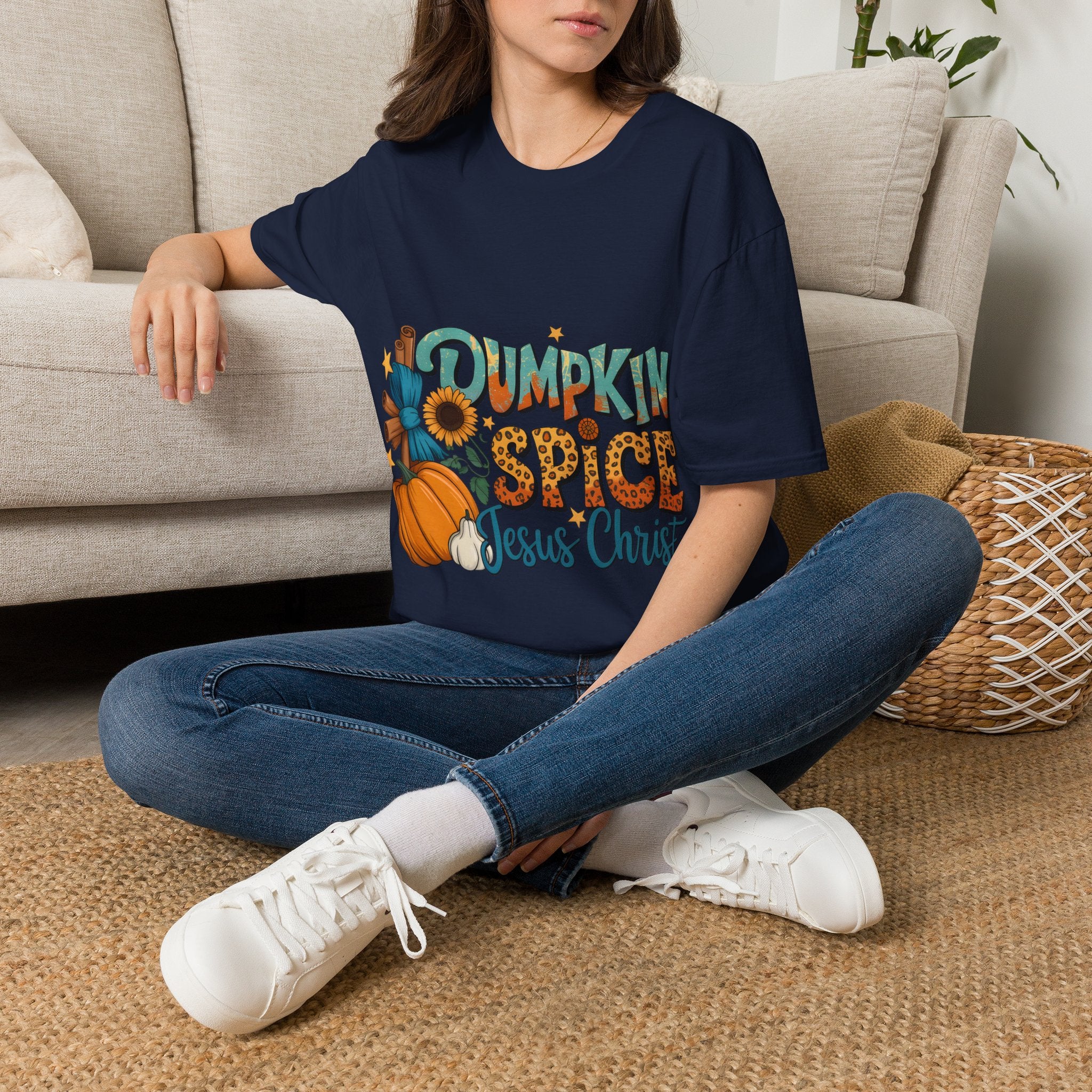 Pumpkin Spice Jesus Christ T-Shirt — Fall Pumpkin & Sunflower Graphic Tee