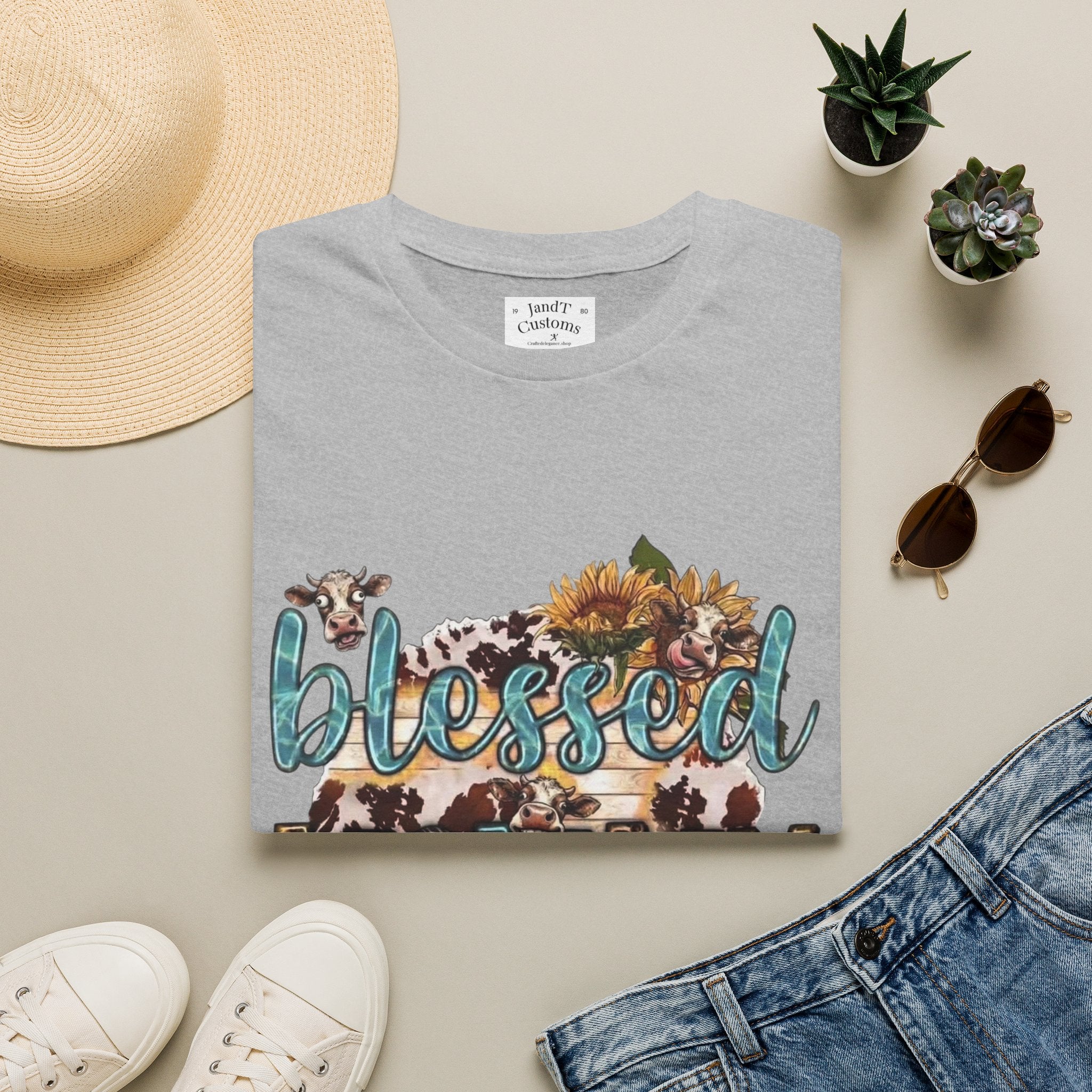 Blessed Mommy T‑Shirt — Floral Cowprint Mom Tee