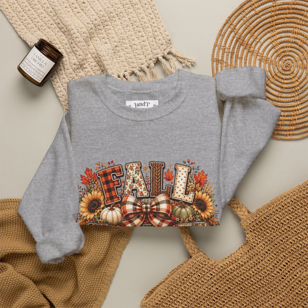 Fall Weather Together Crewneck Sweatshirt — Cozy Autumn Pumpkin & Sunflower Design