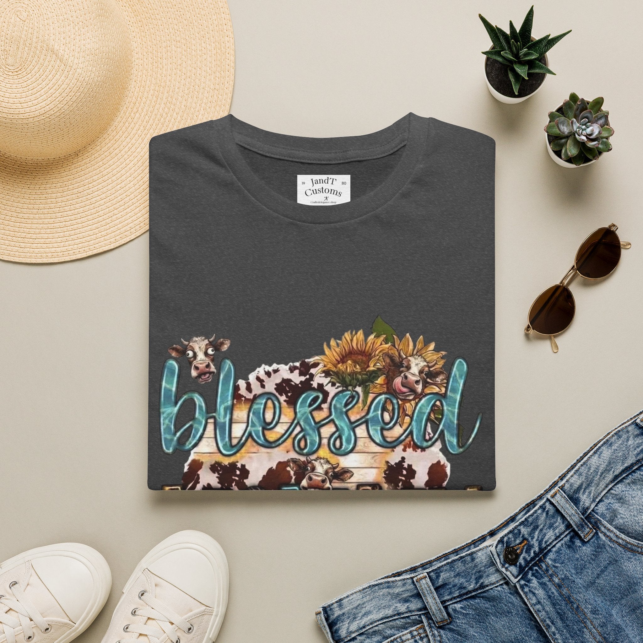 Blessed Mommy T‑Shirt — Floral Cowprint Mom Tee