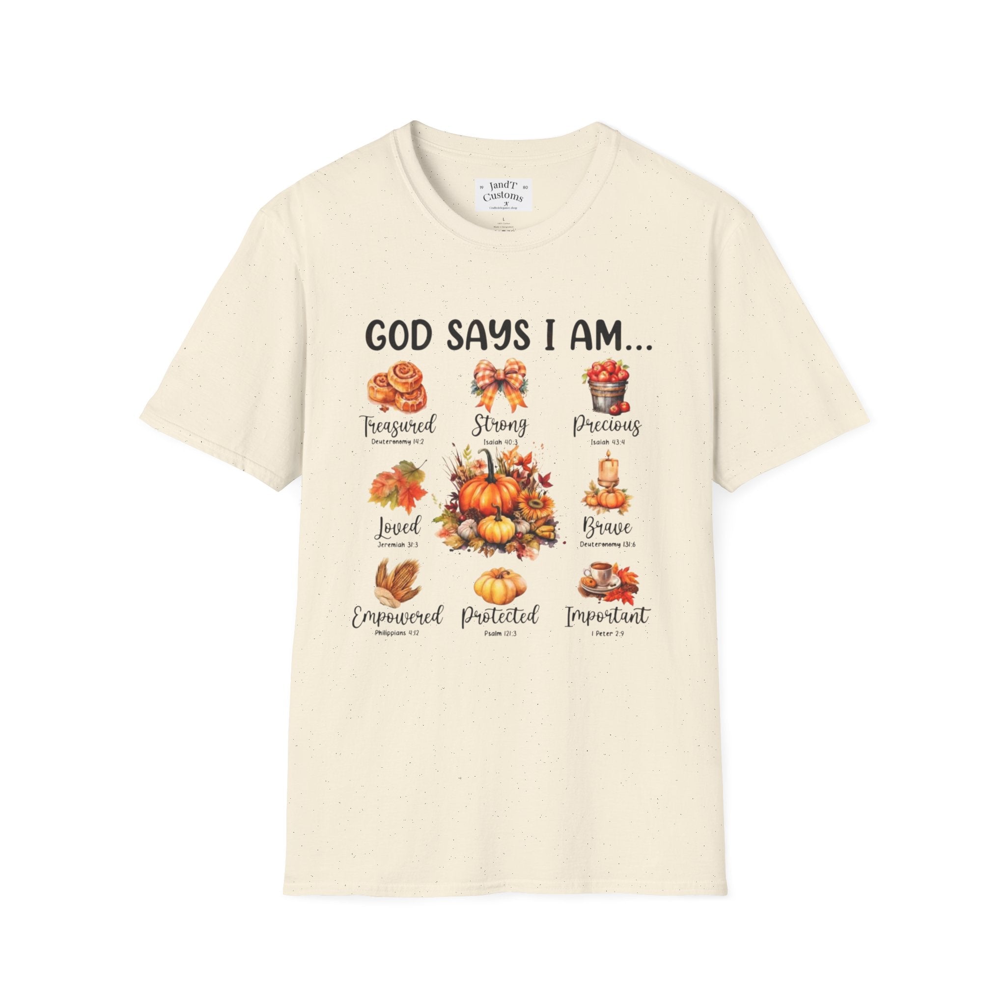 Faith-Based Fall T-Shirt — "God Says I Am" Thanksgiving Blessings Tee