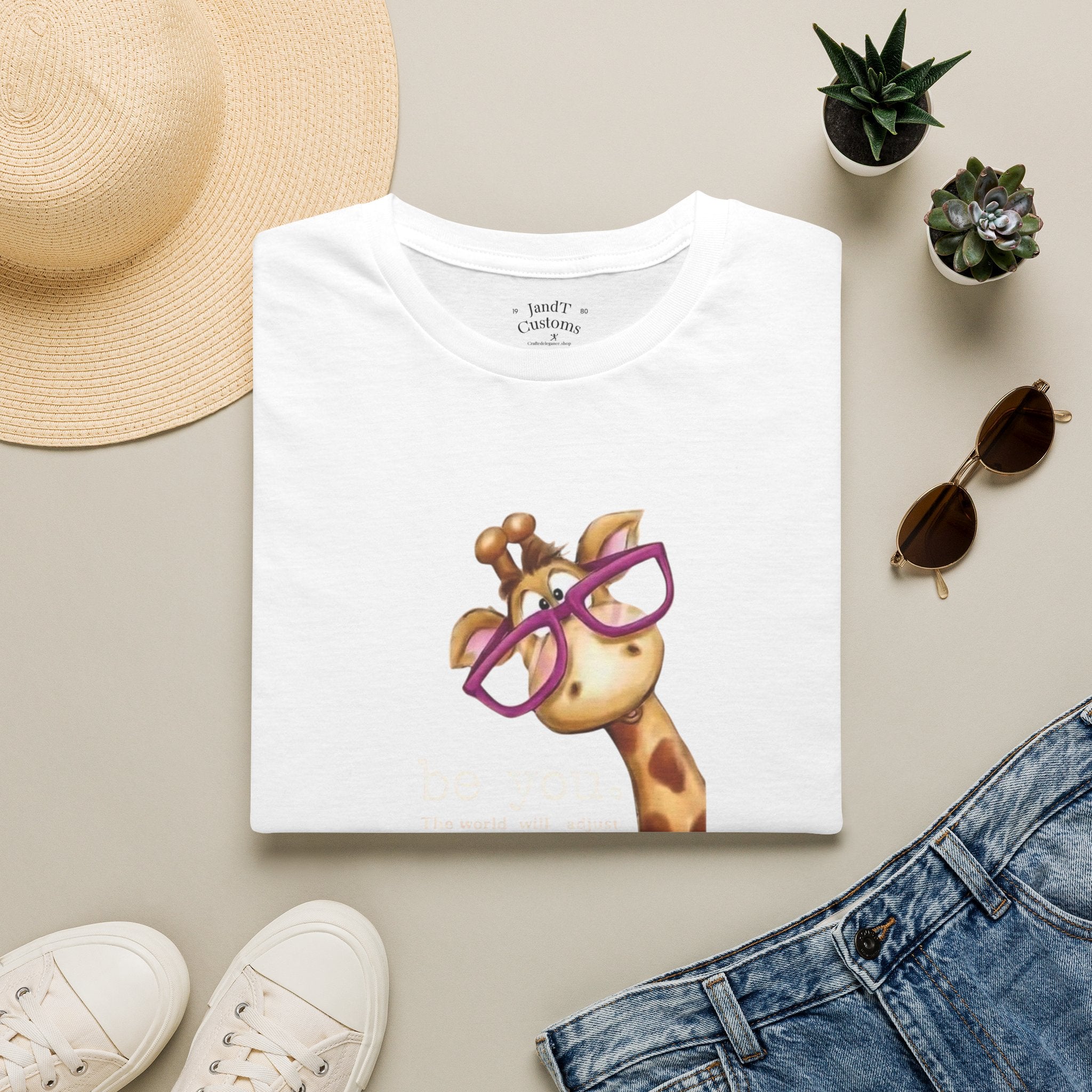 Giraffe with Pink Glasses T-Shirt