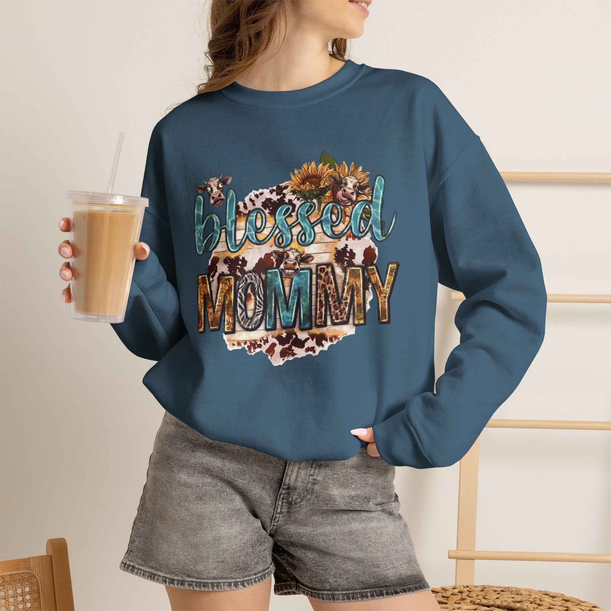 Blessed Mommy Sweatshirt — Floral Leopard Mama Pullover