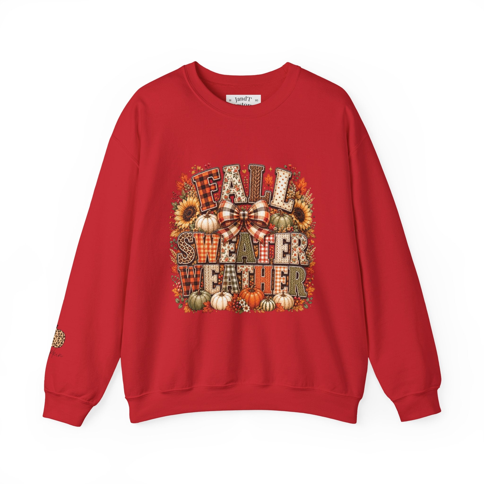 Fall Weather Together Crewneck Sweatshirt — Cozy Autumn Pumpkin & Sunflower Design