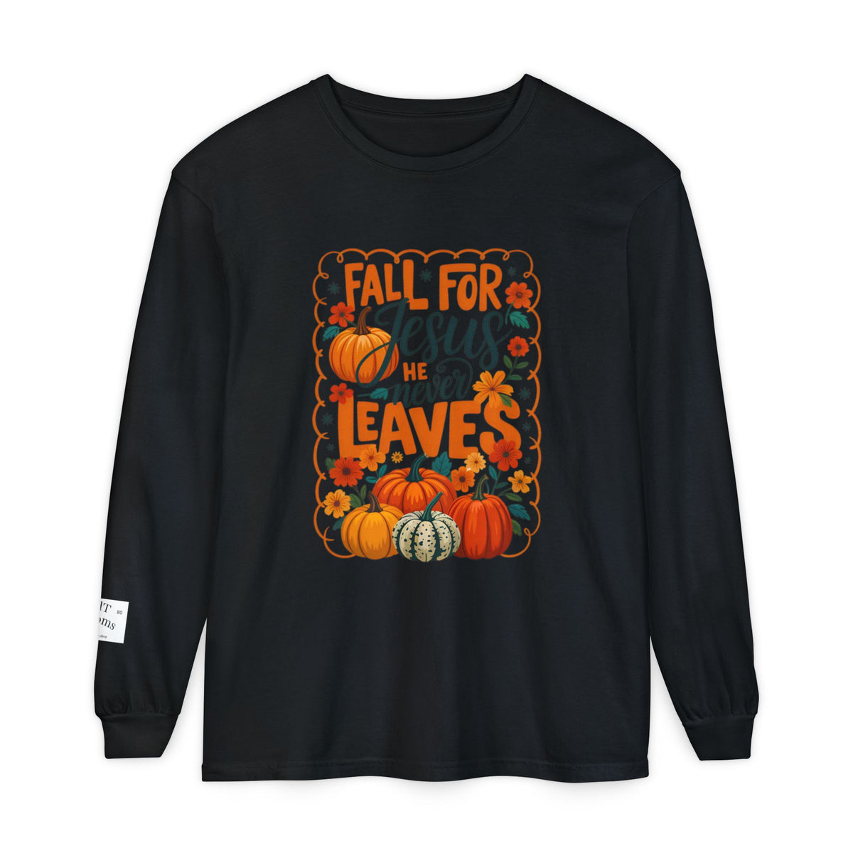 Fall For Jesus Long Sleeve Tee — Pumpkin Autumn Faith Shirt