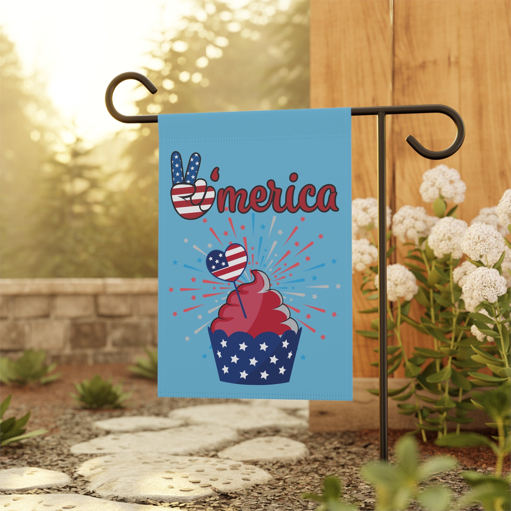 'Merica Cupcake Garden Flag - Patriotic 4th of July House Banner