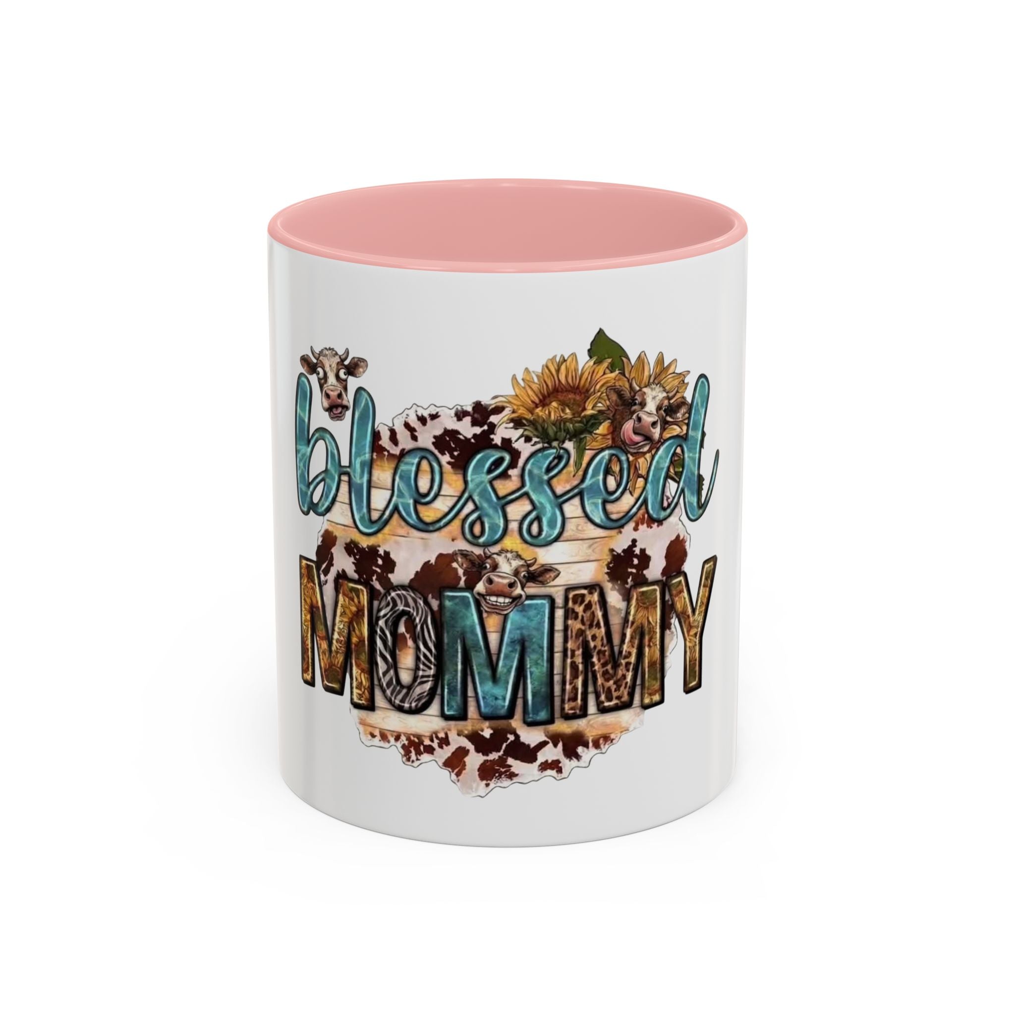 Blessed Mommy Accent Coffee Mug — Floral Sunflower Rustic 'Blessed Mommy' Tea & Coffee Cup (11oz, 15oz)