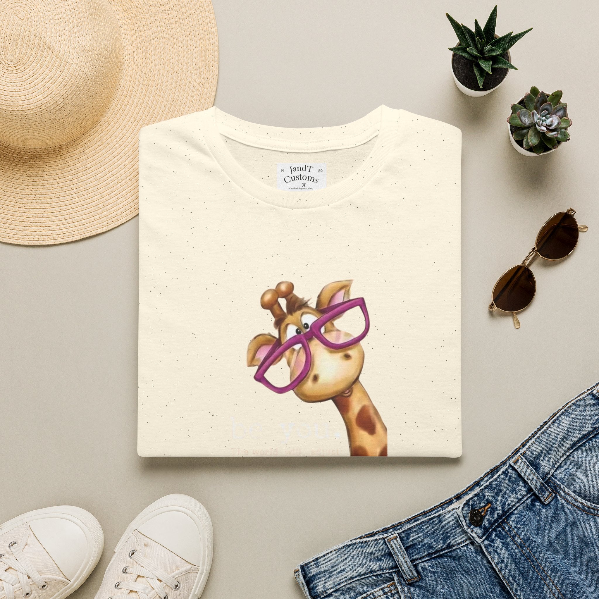 Giraffe with Pink Glasses T-Shirt