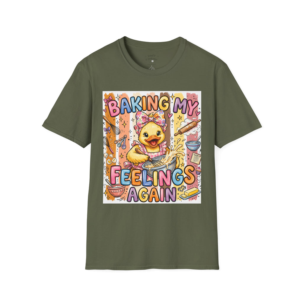 Baking My Feelings Again Cute Duck Baking Graphic Tee