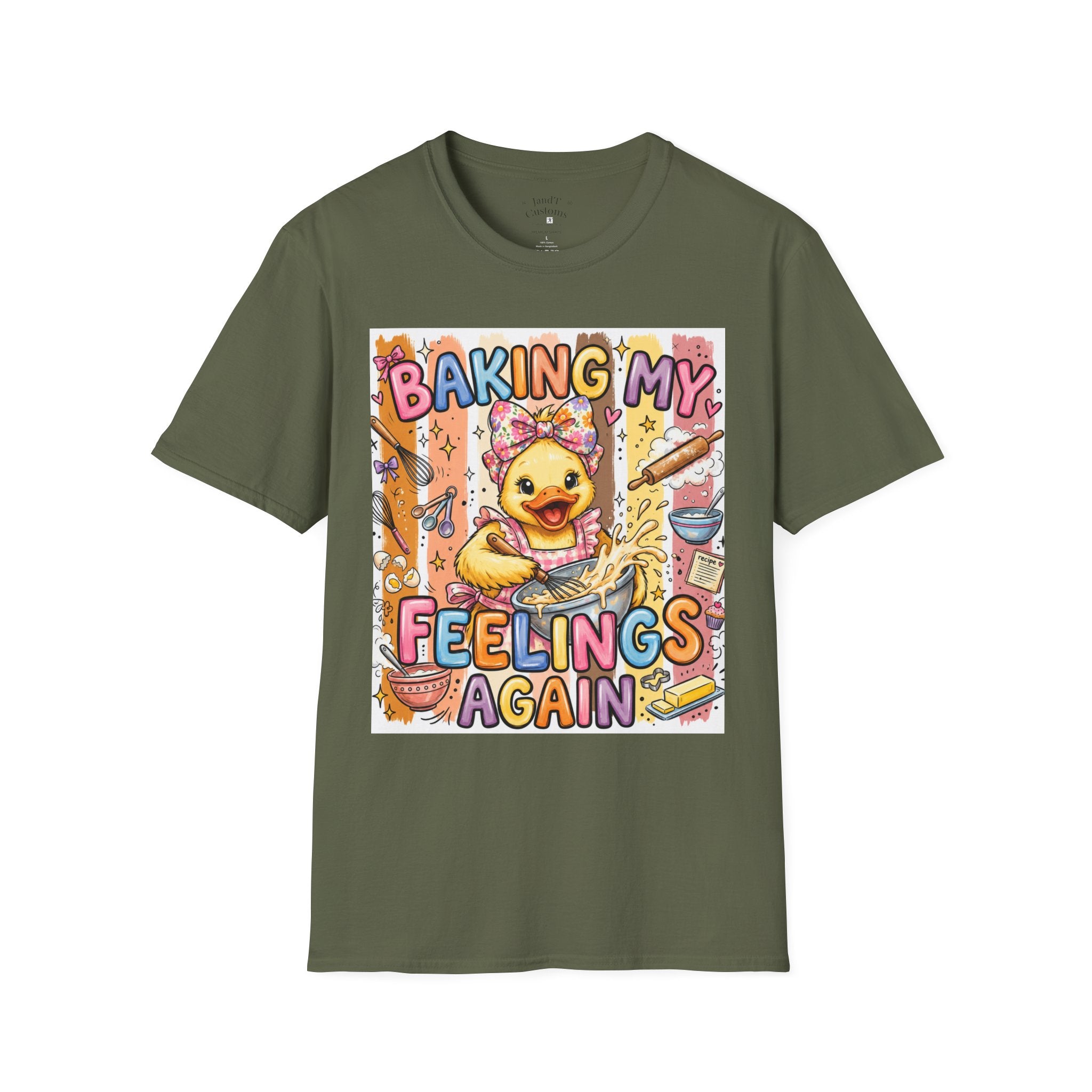 Baking My Feelings Again Cute Duck Baking Graphic Tee