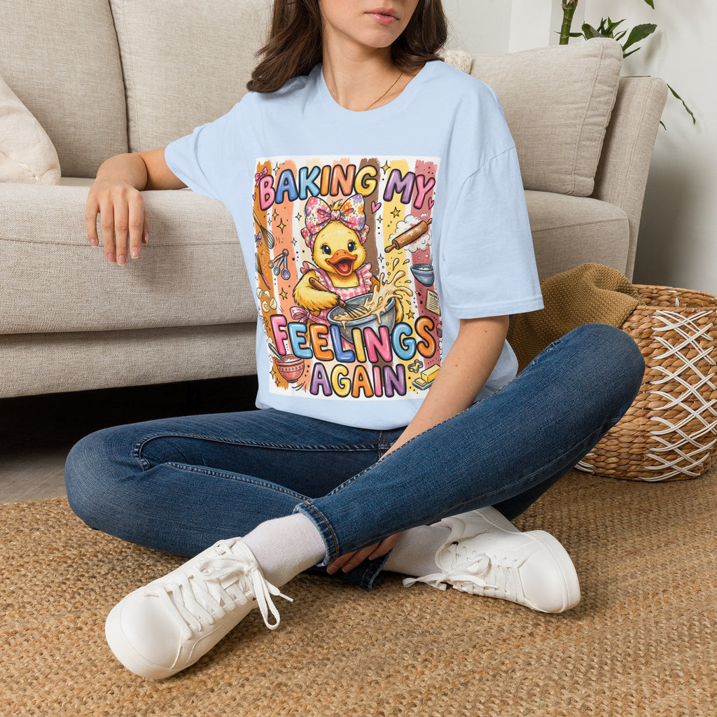 Baking My Feelings Again Cute Duck Baking Graphic Tee