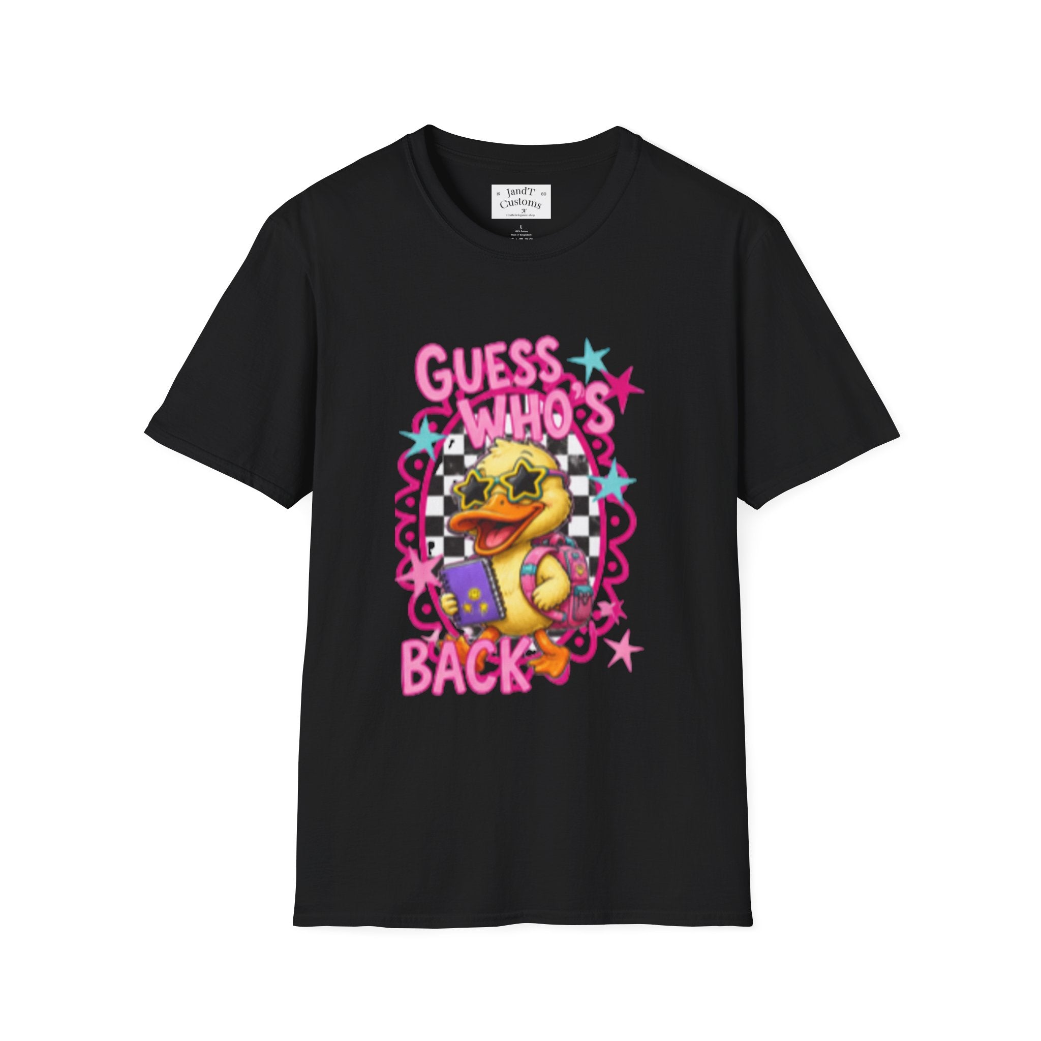 Back to School Duck Graphic T-Shirt — "Guess Who's Back" Retro Pop Cartoon Tee
