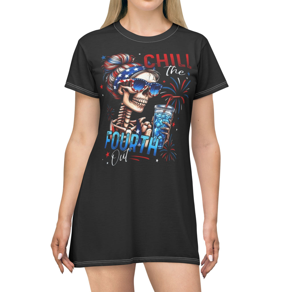 Chill The Fourth Out T-Shirt Dress (AOP)