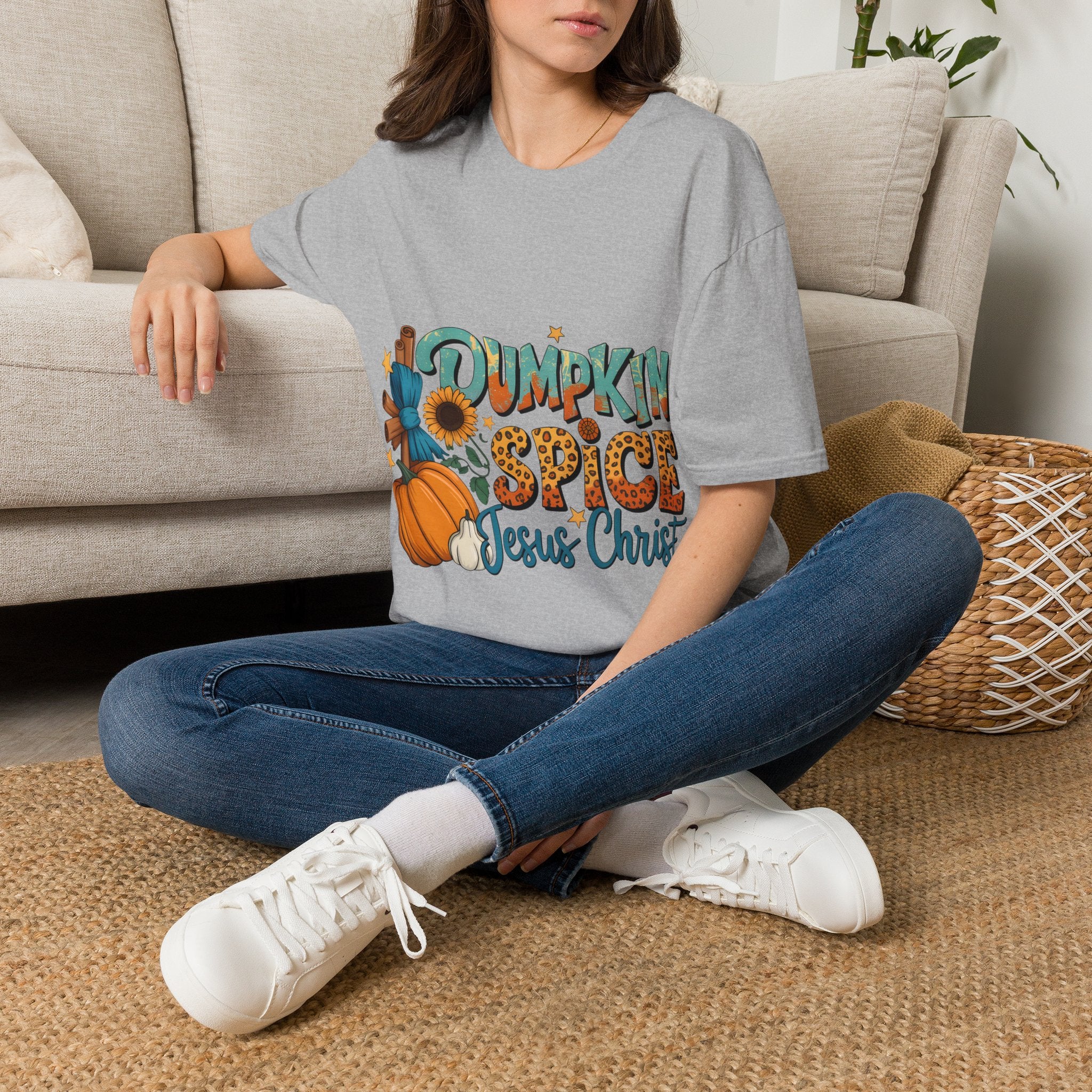 Pumpkin Spice Jesus Christ T-Shirt — Fall Pumpkin & Sunflower Graphic Tee