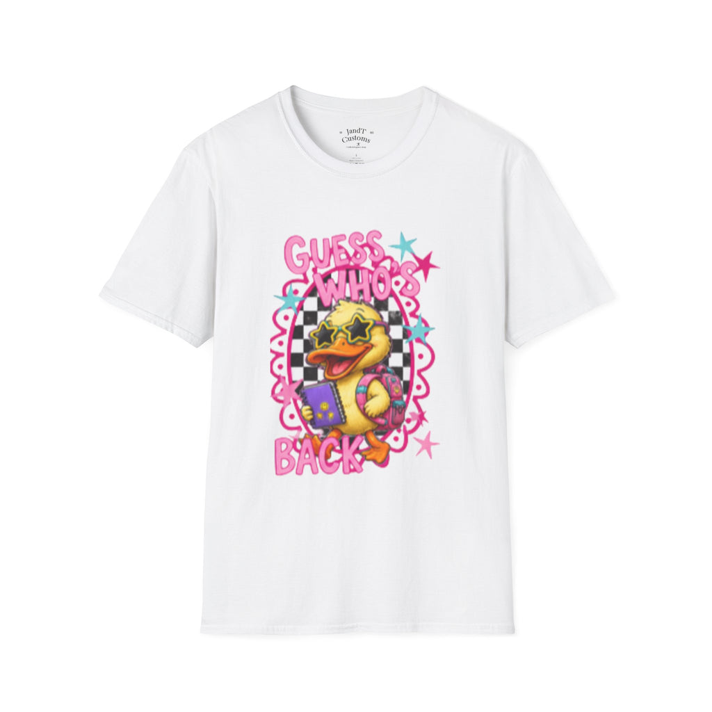 Back to School Duck Graphic T-Shirt — "Guess Who's Back" Retro Pop Cartoon Tee