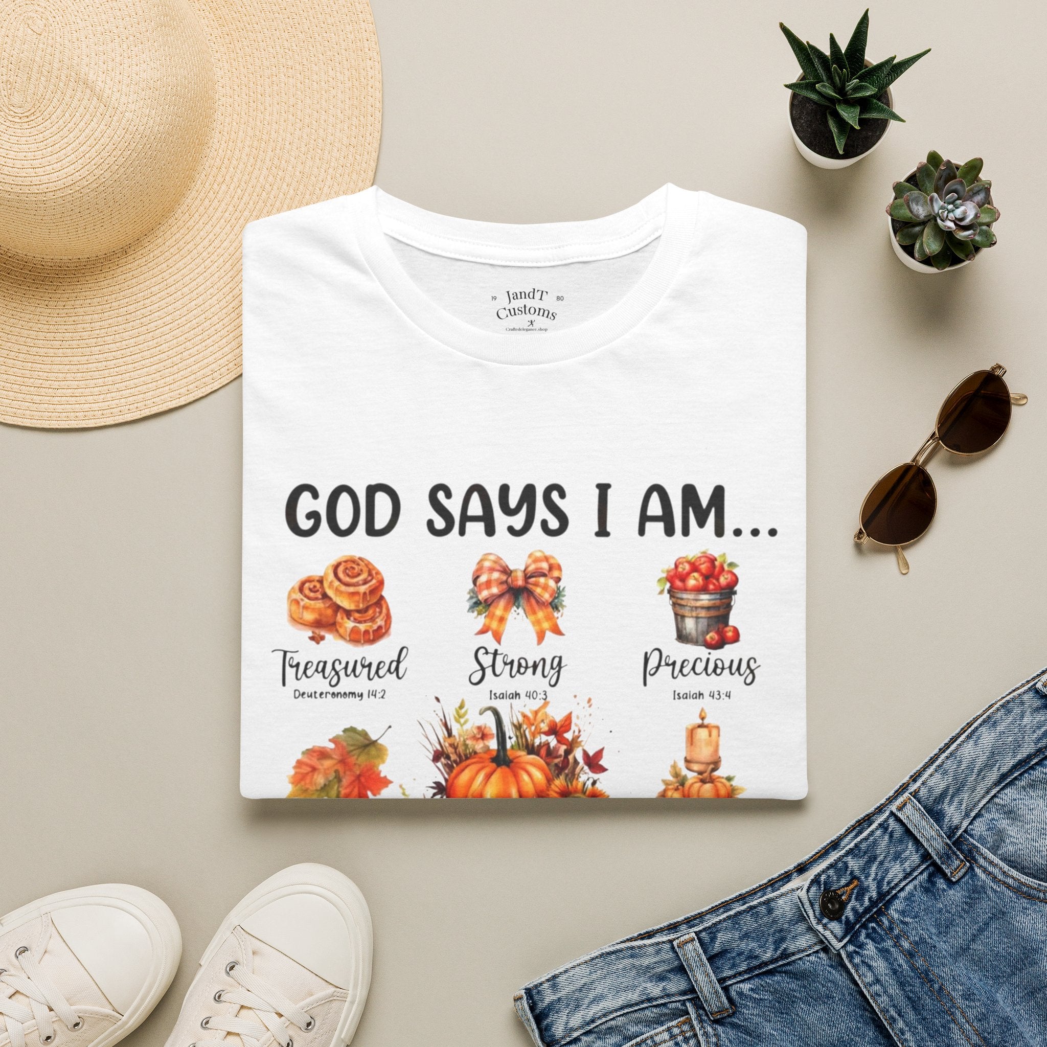 Faith-Based Fall T-Shirt — "God Says I Am" Thanksgiving Blessings Tee