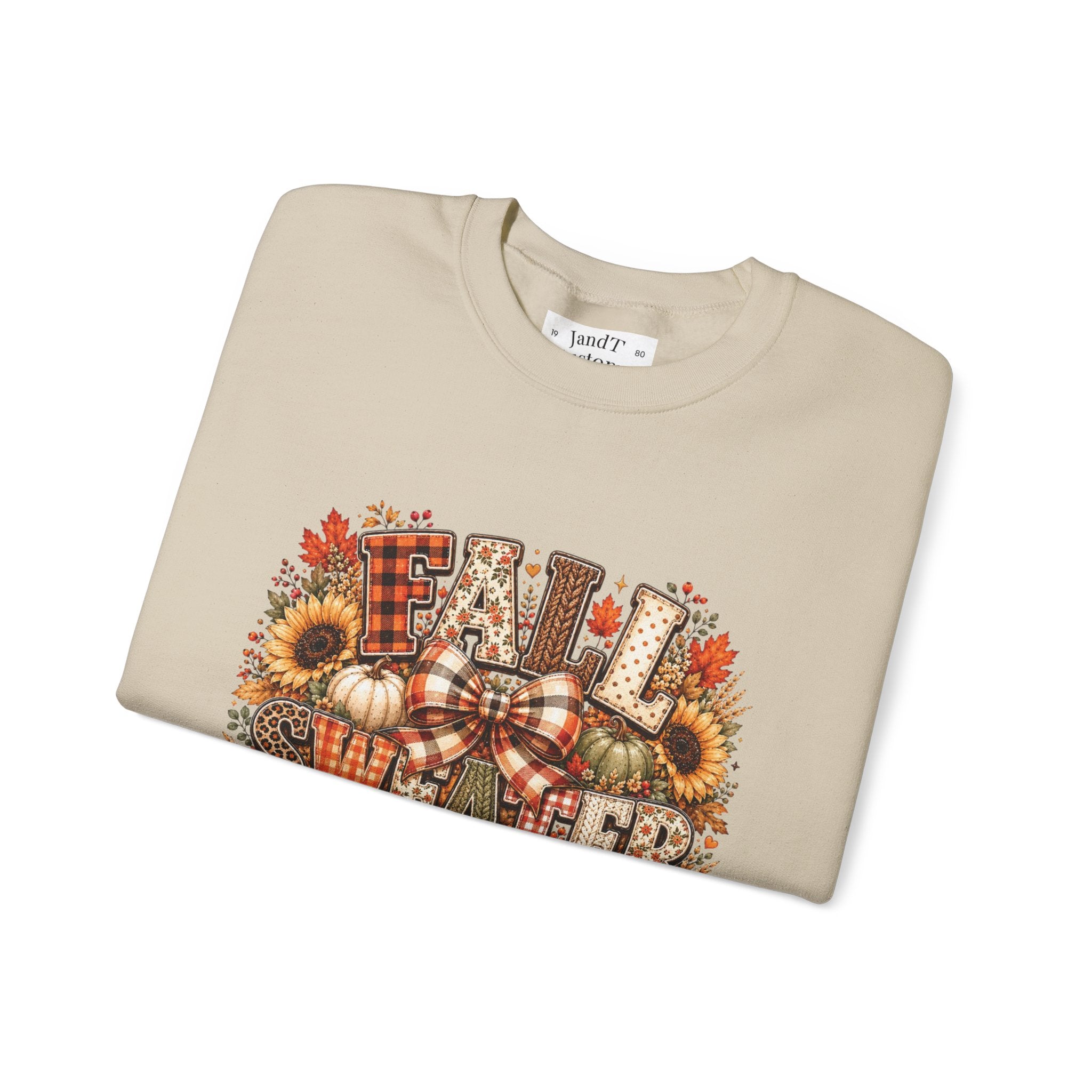 Fall Weather Together Crewneck Sweatshirt — Cozy Autumn Pumpkin & Sunflower Design