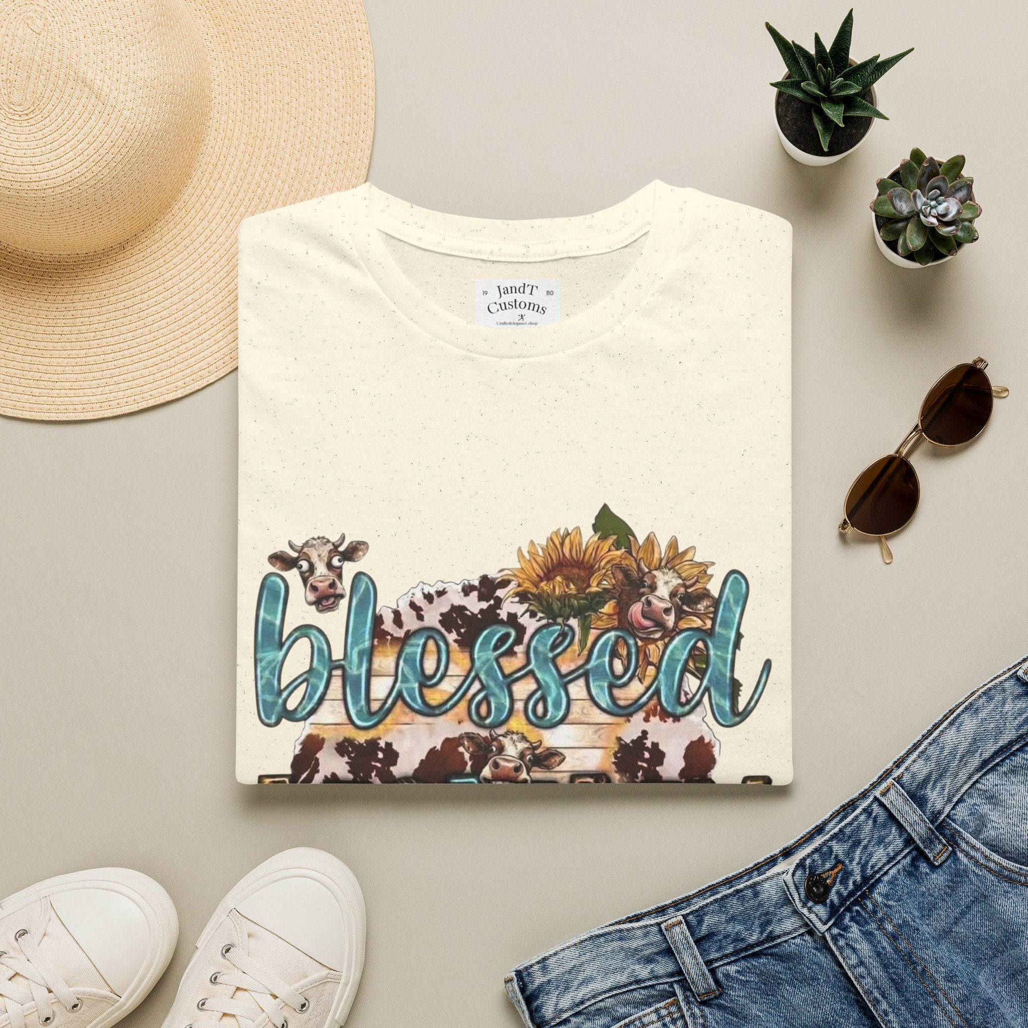 Blessed Mommy T‑Shirt — Floral Cowprint Mom Tee