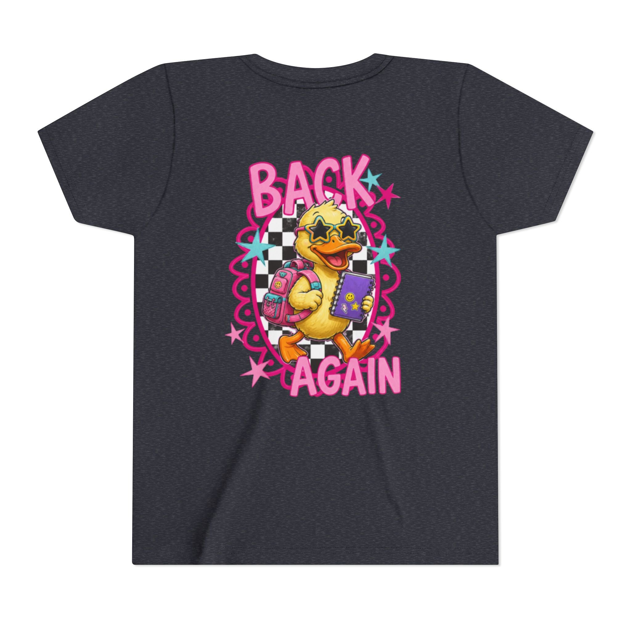 Back to School Youth Tee — "Back Again" Retro Duck Graphic