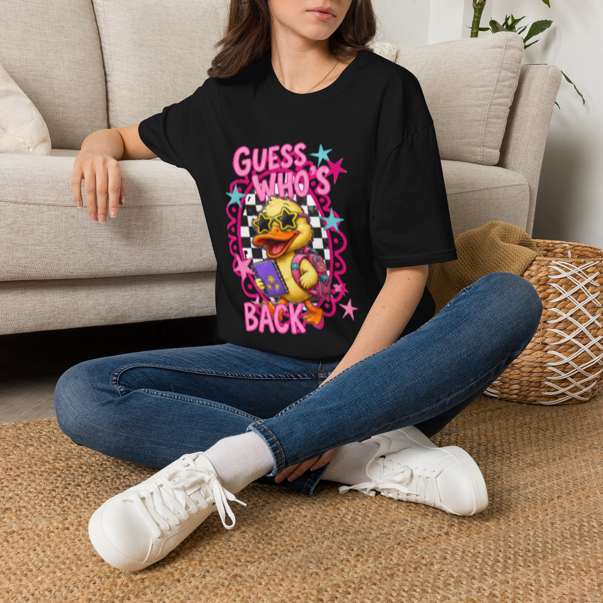 Back to School Duck Graphic T-Shirt — "Guess Who's Back" Retro Pop Cartoon Tee