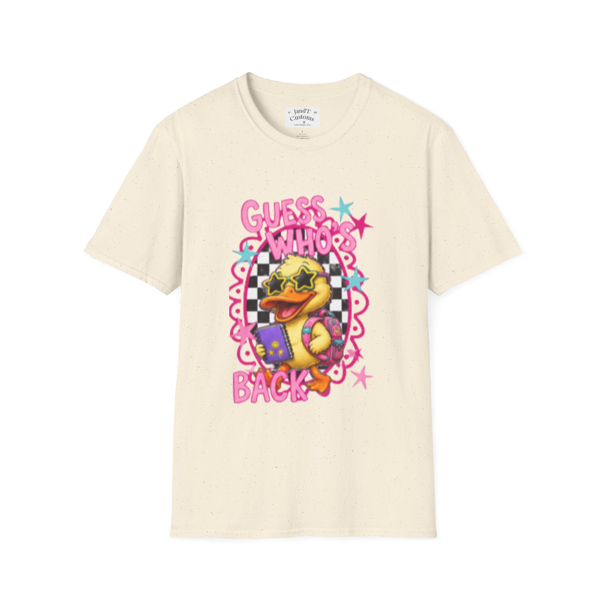 Back to School Duck Graphic T-Shirt — "Guess Who's Back" Retro Pop Cartoon Tee