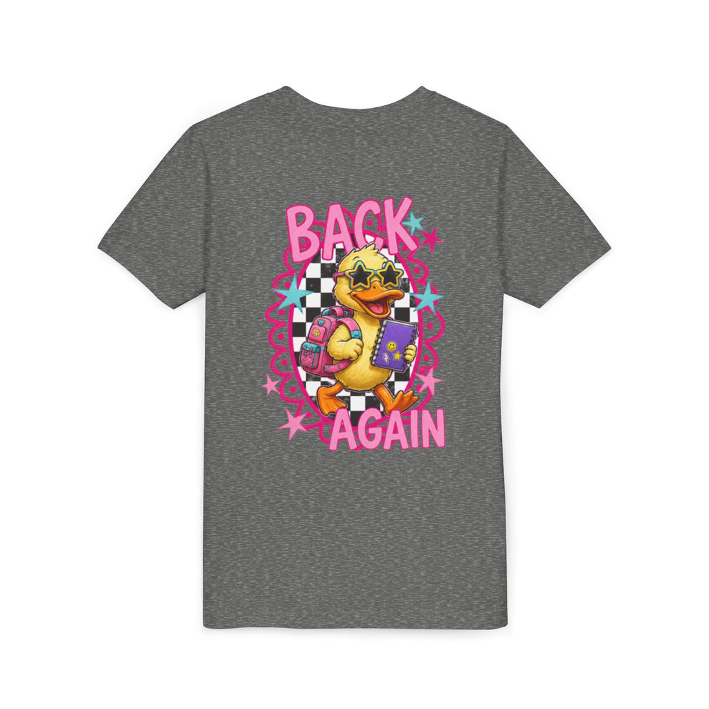 Back to School Youth Tee — "Back Again" Retro Duck Graphic