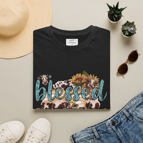 Blessed Mommy T‑Shirt — Floral Cowprint Mom Tee