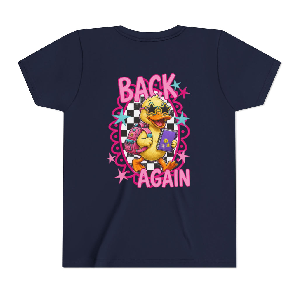 Back to School Youth Tee — "Back Again" Retro Duck Graphic
